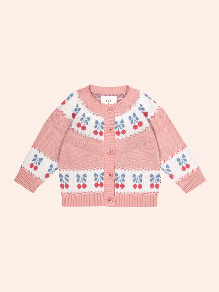 Huxbaby FOLK CHERRY BOW CARDIGAN