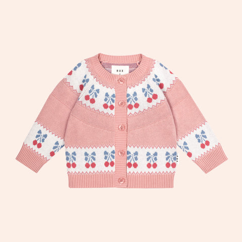Huxbaby FOLK CHERRY BOW CARDIGAN