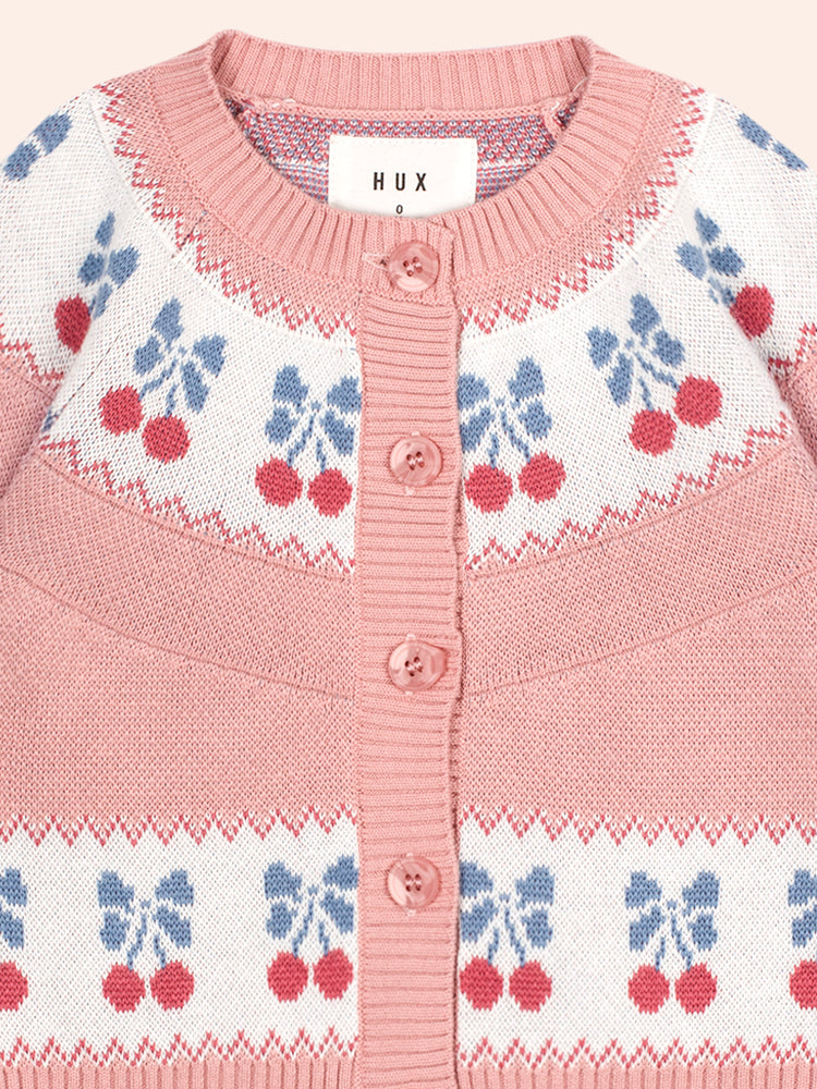 Huxbaby FOLK CHERRY BOW CARDIGAN