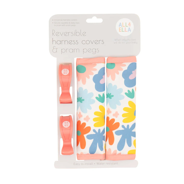 ALL4ELLA Harness Covers & Pram Pegs - Bright Floral