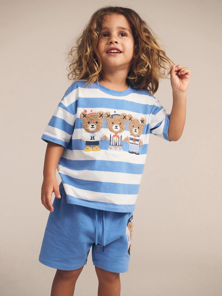 Huxbaby NAUTICAL BLUE SAILOR HUX STRIPE DROP SHOULDER TEE