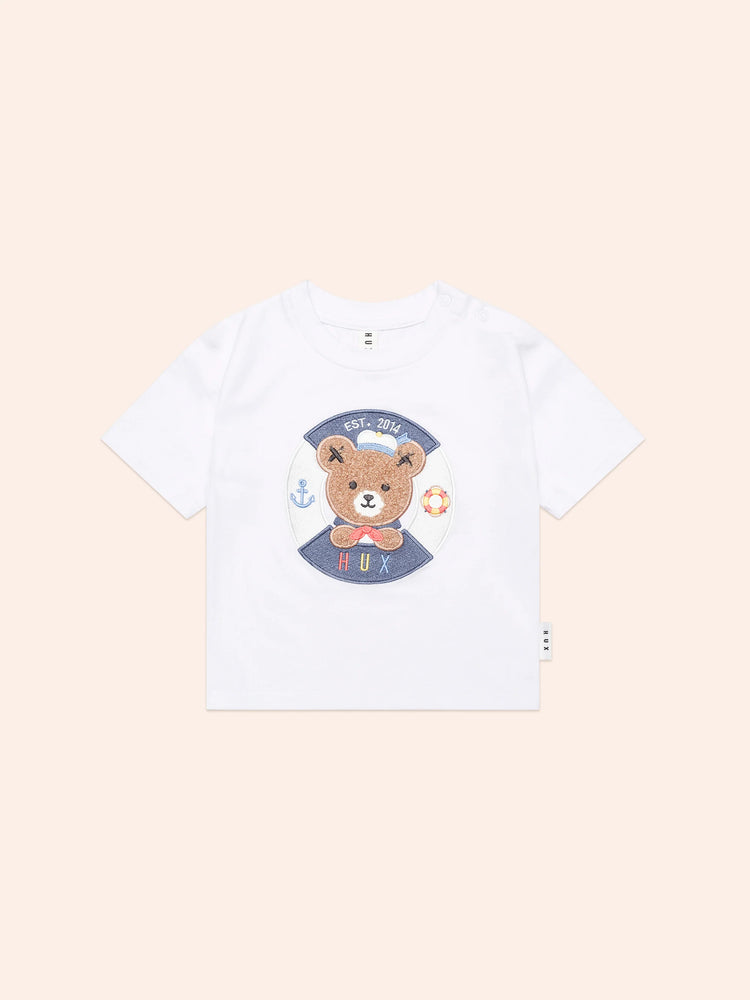 Huxbaby WHITE SAILOR HUX DROP SHOULDER TEE