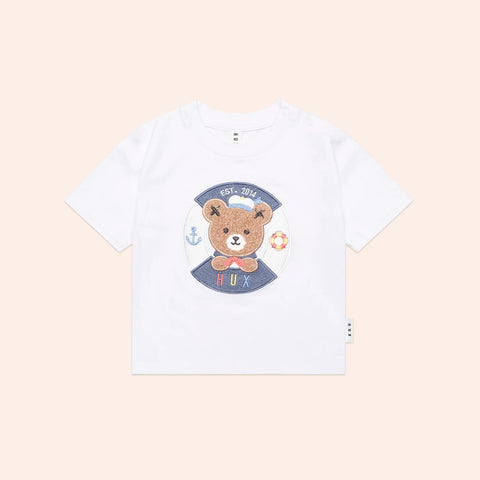 Huxbaby WHITE SAILOR HUX DROP SHOULDER TEE