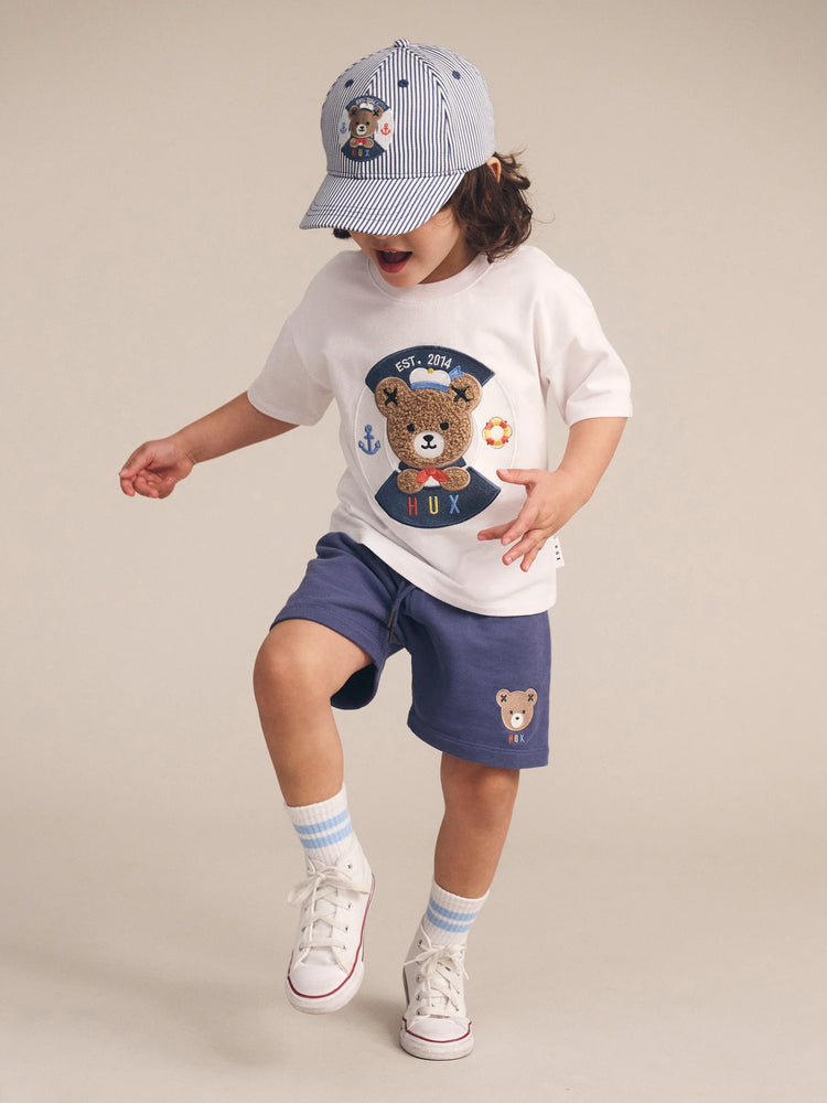 Huxbaby WHITE SAILOR HUX DROP SHOULDER TEE