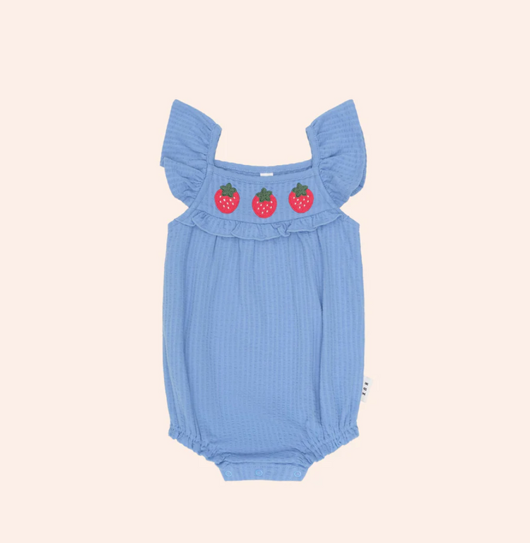 Huxbaby Starwberry Seersucker Bubble Romper
