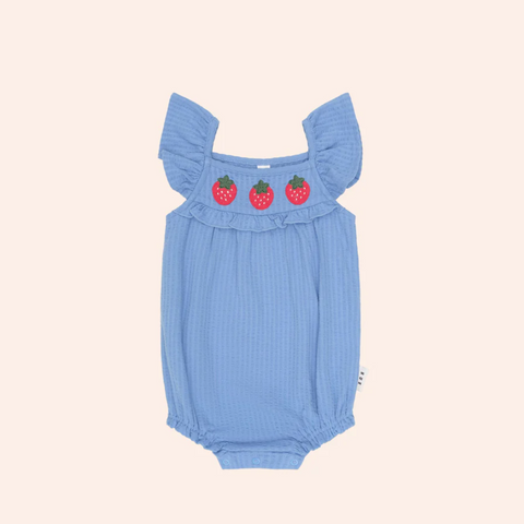 Huxbaby Starwberry Seersucker Bubble Romper
