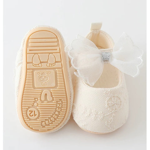 Lace Princess with Bow socks Shoes -Ivory