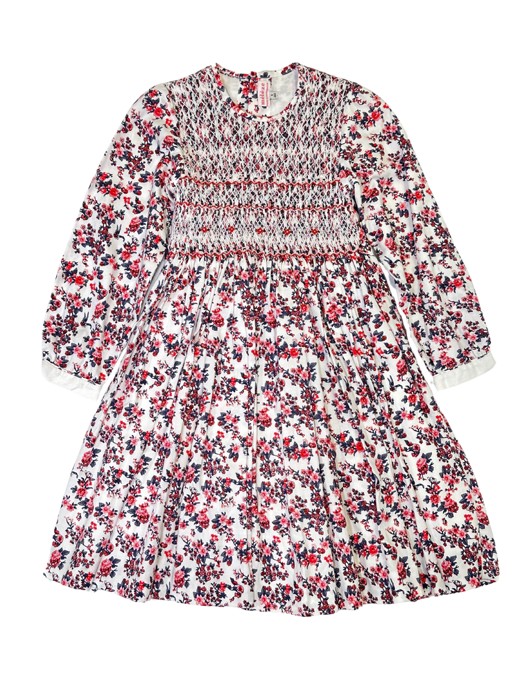 Meleze Hand Smocked Dress Long Sleeves RB Floral 6M-8Y