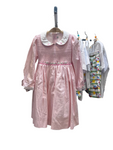 Meleze Hand Smocked Dress Long Sleeves Pink Rose Flower