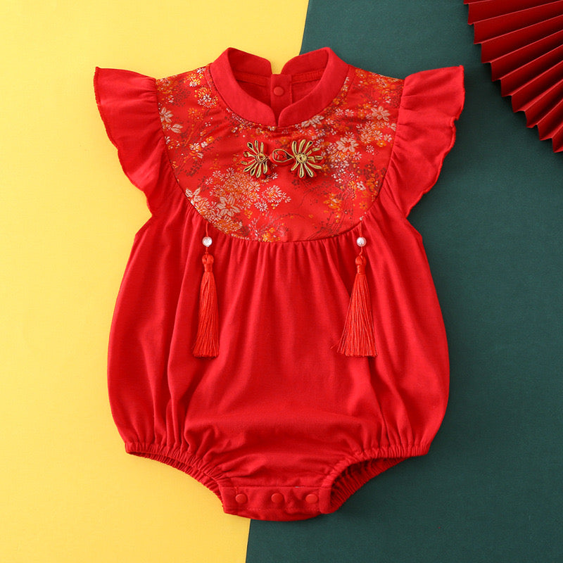 Chinese Style Embroidered Cheongsam Girl Bodysuit