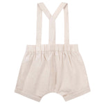 Desinger Kidz Finley Linen Suspender Shorts - Sand