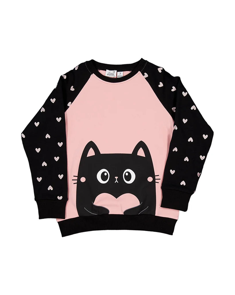 RADICOOL KIDS LOVE CAT RAGLAN CREW