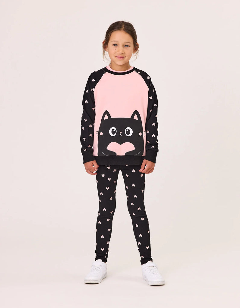 RADICOOL KIDS LOVE CAT RAGLAN CREW