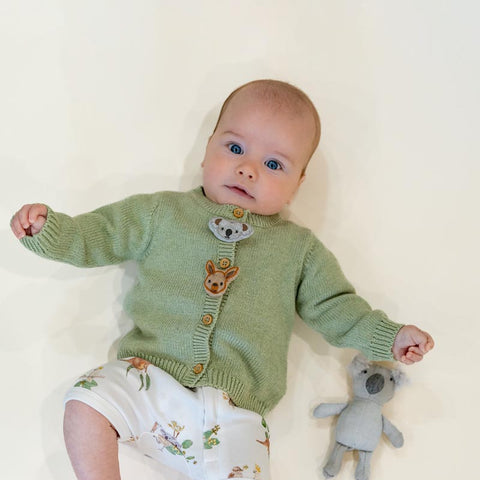 BEBE AUSTRALIANA ORGANIC  NOVELTY CARDIGAN