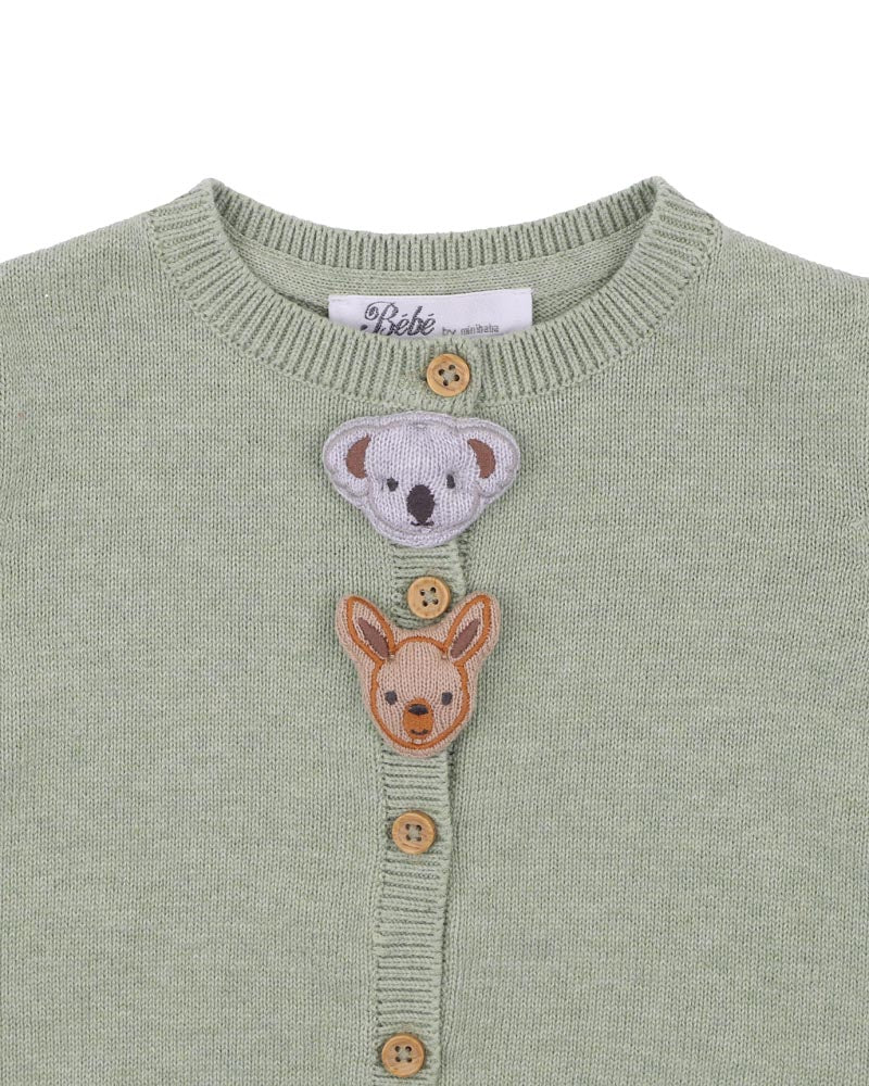 BEBE AUSTRALIANA ORGANIC  NOVELTY CARDIGAN