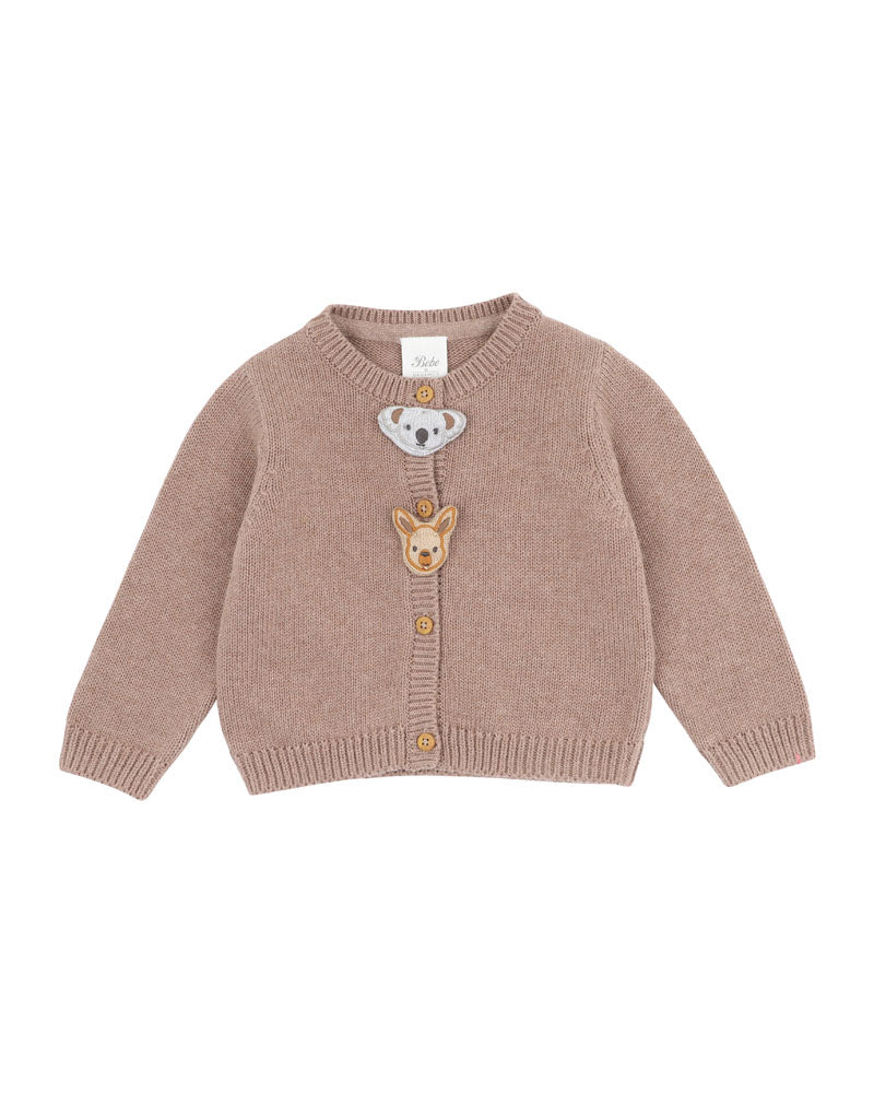 BEBE BAILEY ANIMAL FACE CARDIGAN