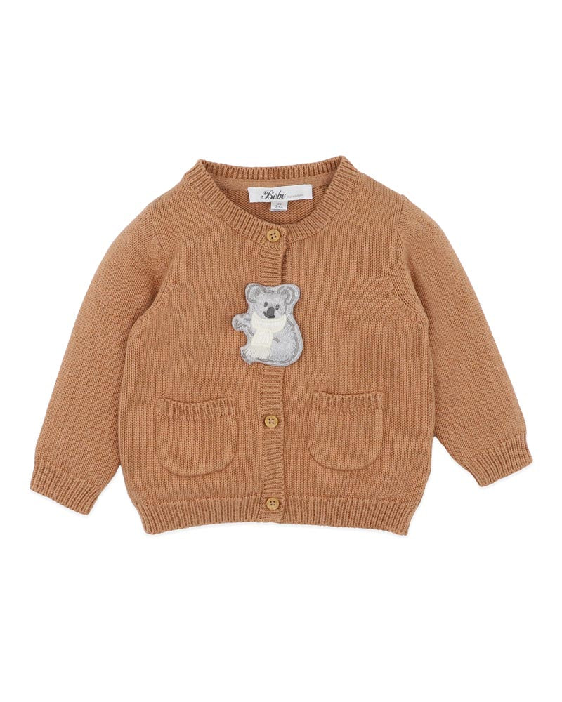 BEBE CHARLIE KOALA ORGANIC KNITTED CARDIGAN