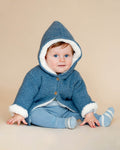 BEBE BLUE MARL KNITTED HOODED JACKET