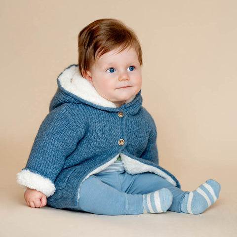 BEBE BLUE MARL KNITTED HOODED JACKET