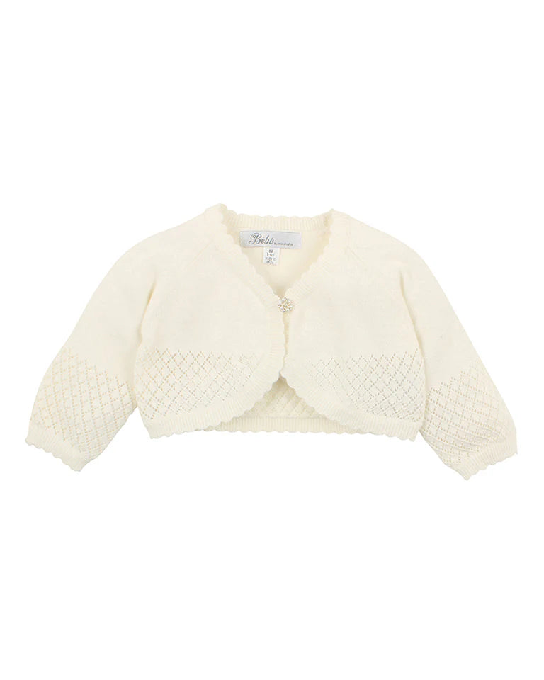 BEBE POINTELLE CARDIGAN 3-7YRS