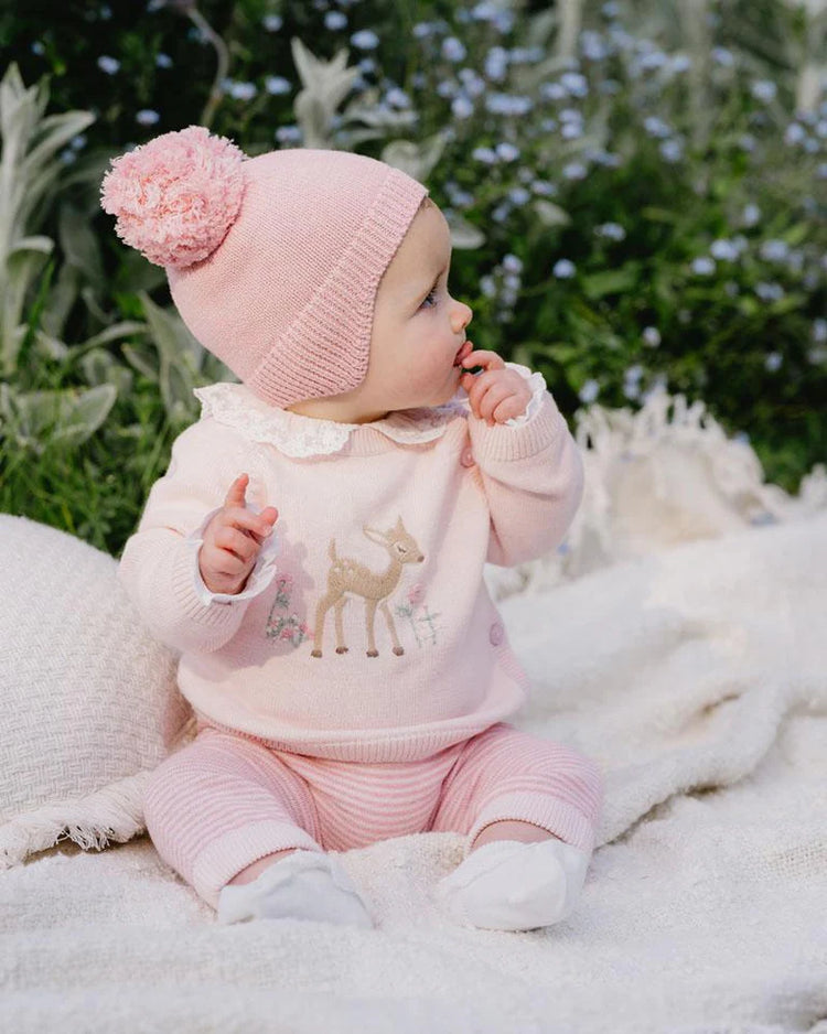 Bebe Size 3-6M Molly Dear Jumper and Molly Stripe Knitted Leggings Set With Free Fox Rattle Special Combo