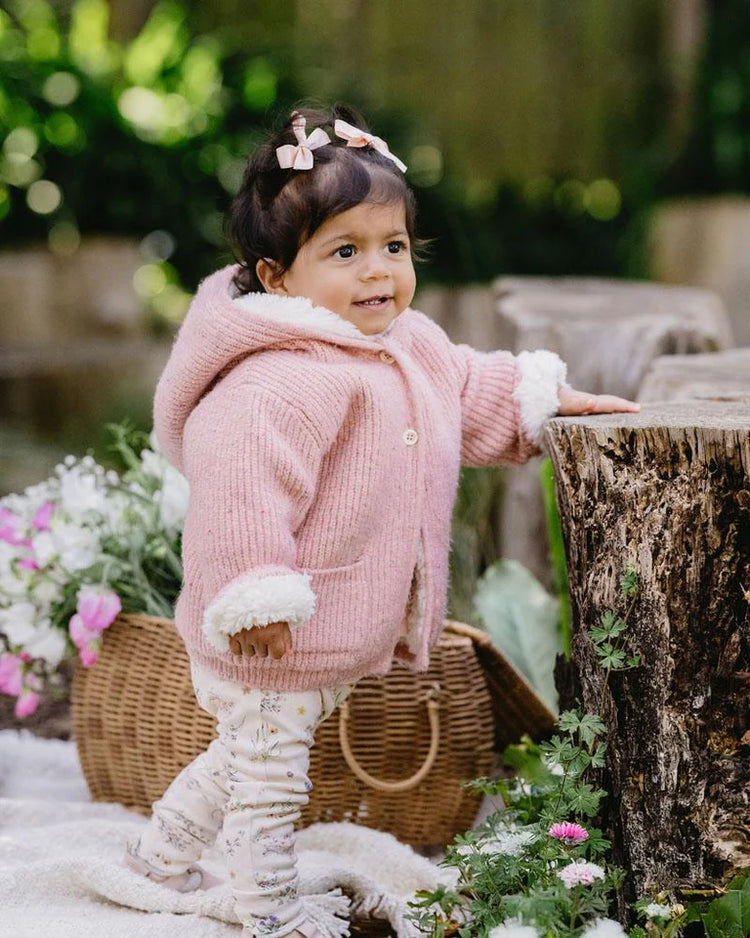 BEBE ROSE KNITTED HOODED CARDIGAN