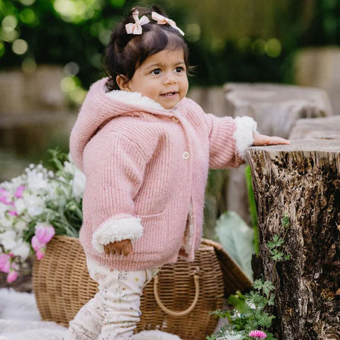 BEBE  ROSE KNITTED HOODED  CARDIGAN