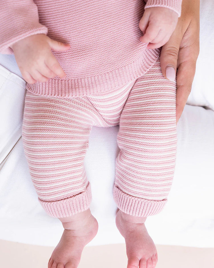 BEBE FERN STRIPE ORGANIC KNITTED LEGGINGS