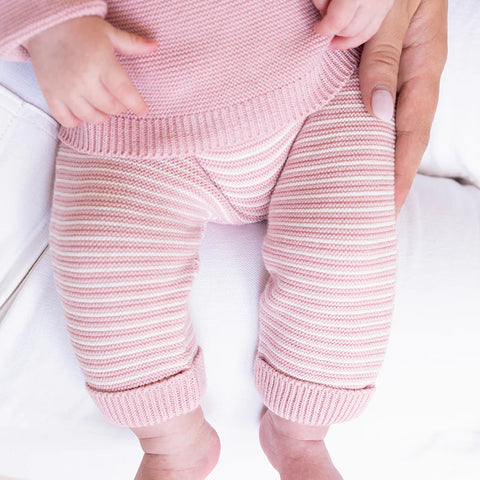 BEBE FERN STRIPE ORGANIC KNITTED LEGGINGS