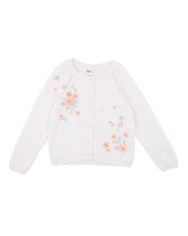 BEBE FERN HAND EMB. ORGANIC CARDIGAN 3-7 YRS