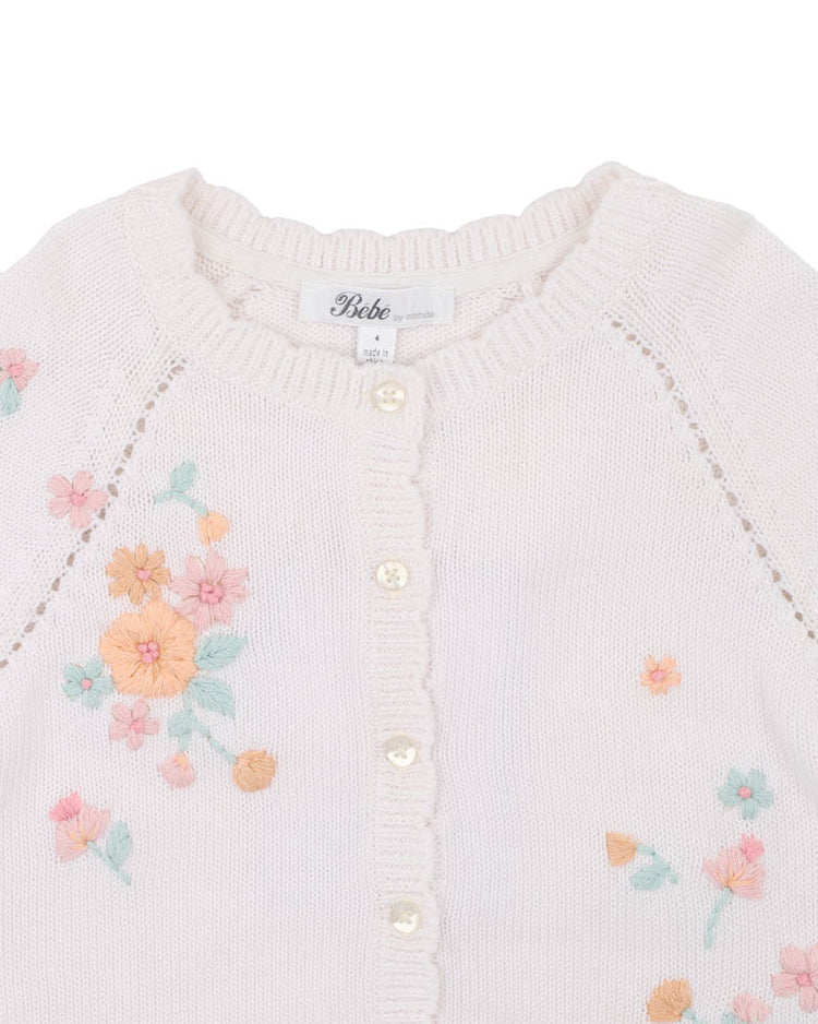 BEBE FERN HAND EMB. ORGANIC CARDIGAN 3-7 YRS