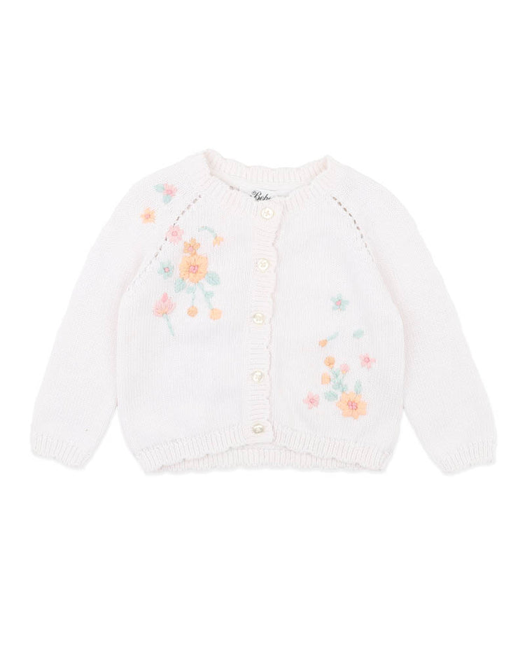 BEBE FERN HAND EMB. ORGANIC CARDIGAN