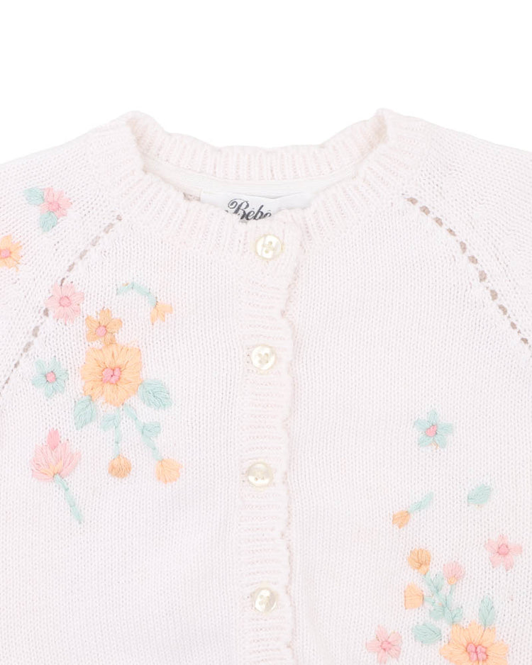 BEBE FERN HAND EMB. ORGANIC CARDIGAN