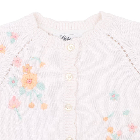 BEBE FERN HAND EMB. ORGANIC CARDIGAN