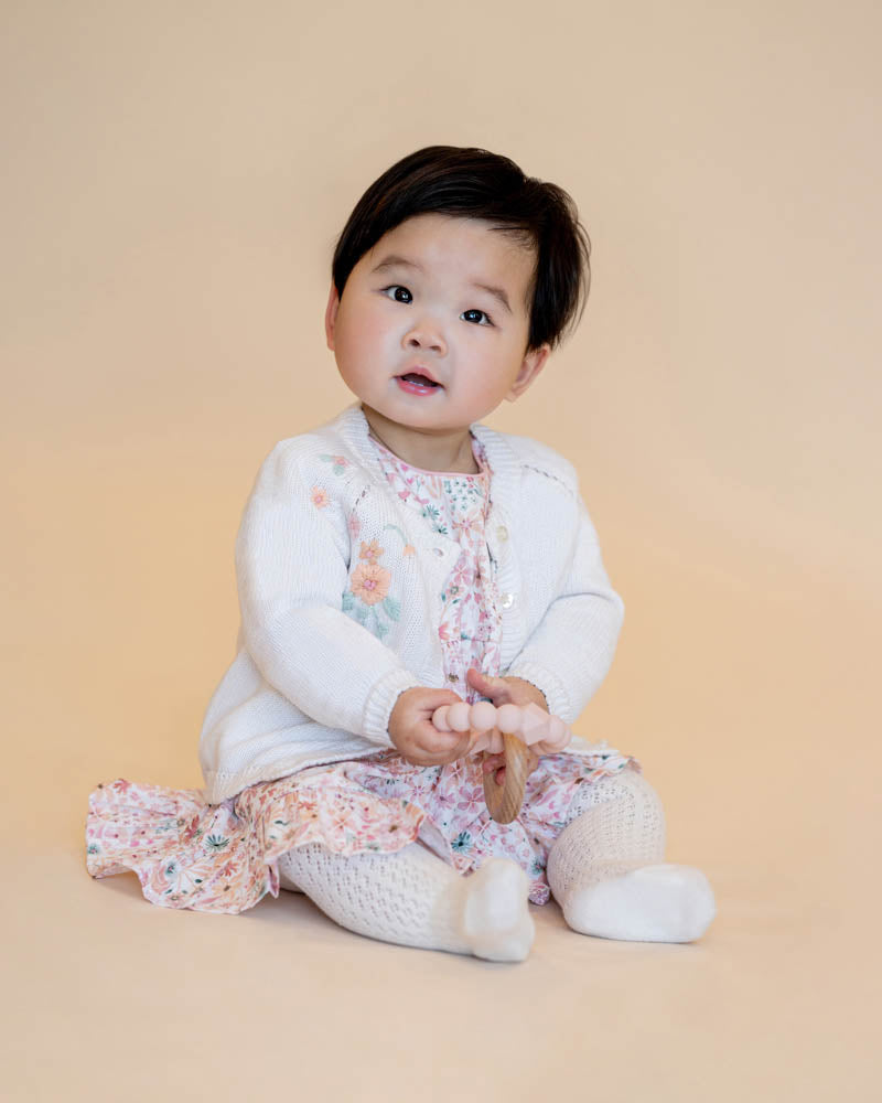 BEBE FERN HAND EMB. ORGANIC CARDIGAN