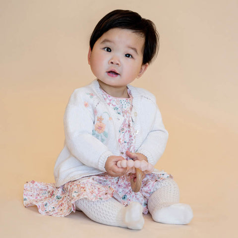 BEBE FERN HAND EMB. ORGANIC CARDIGAN