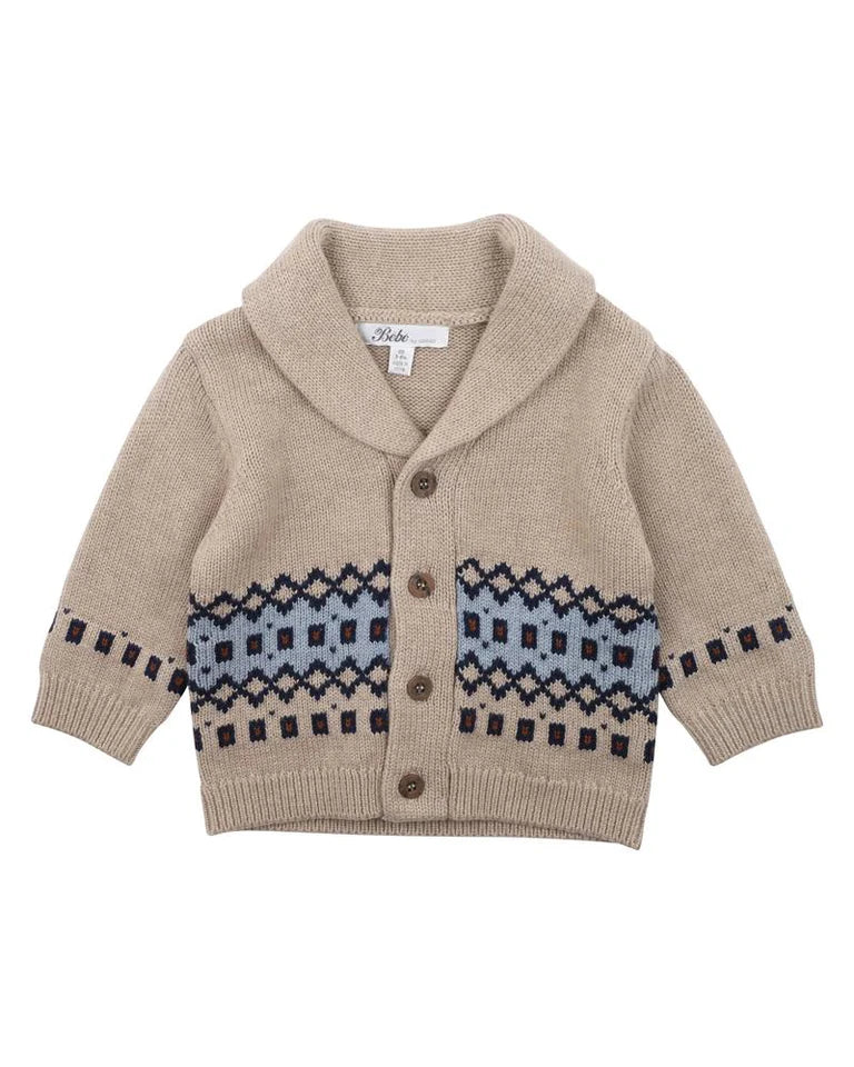 BEBE LIAM FAIRISLE KNITTED CARDIGAN (0-2Y)