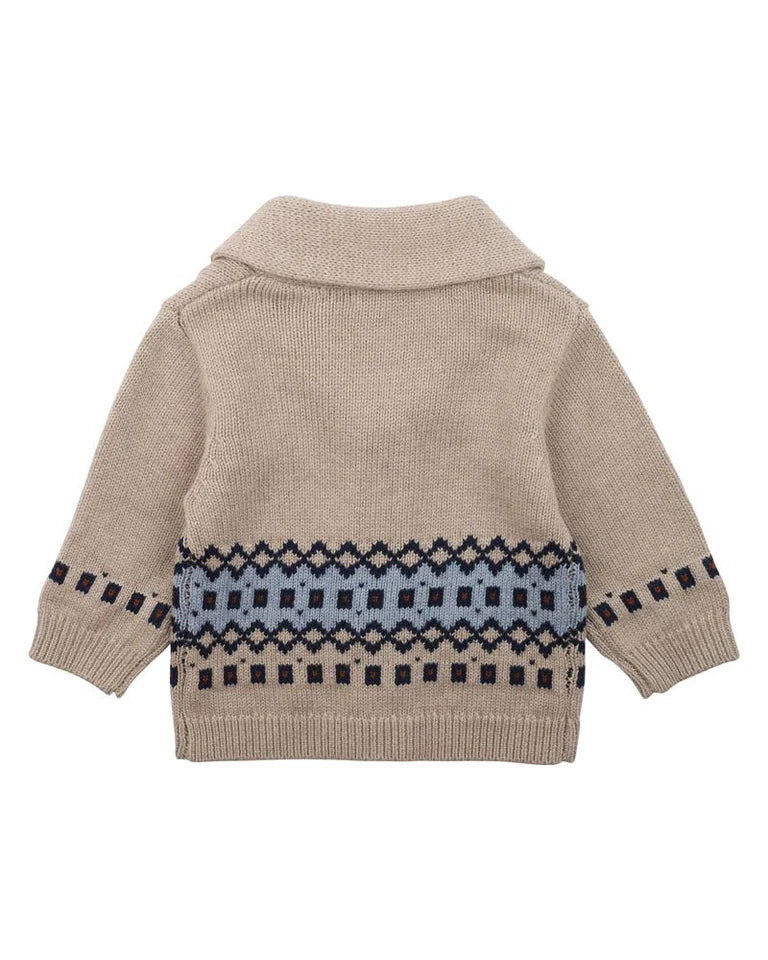 BEBE LIAM FAIRISLE KNITTED CARDIGAN (0-2Y)