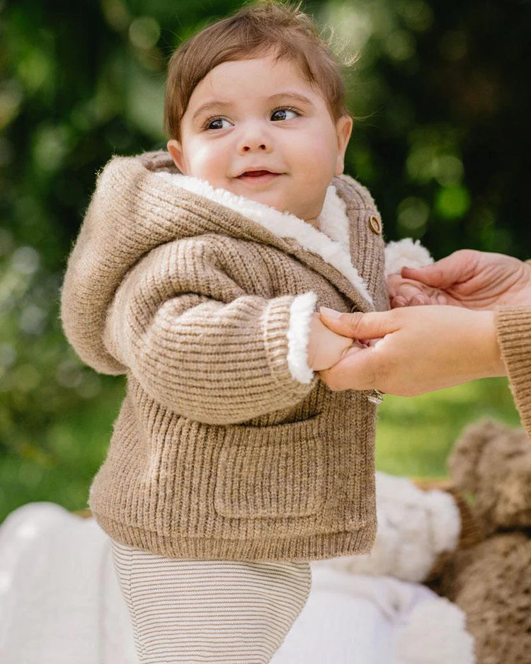 BEBE BISCUIT KNITTED HOODED JACKET