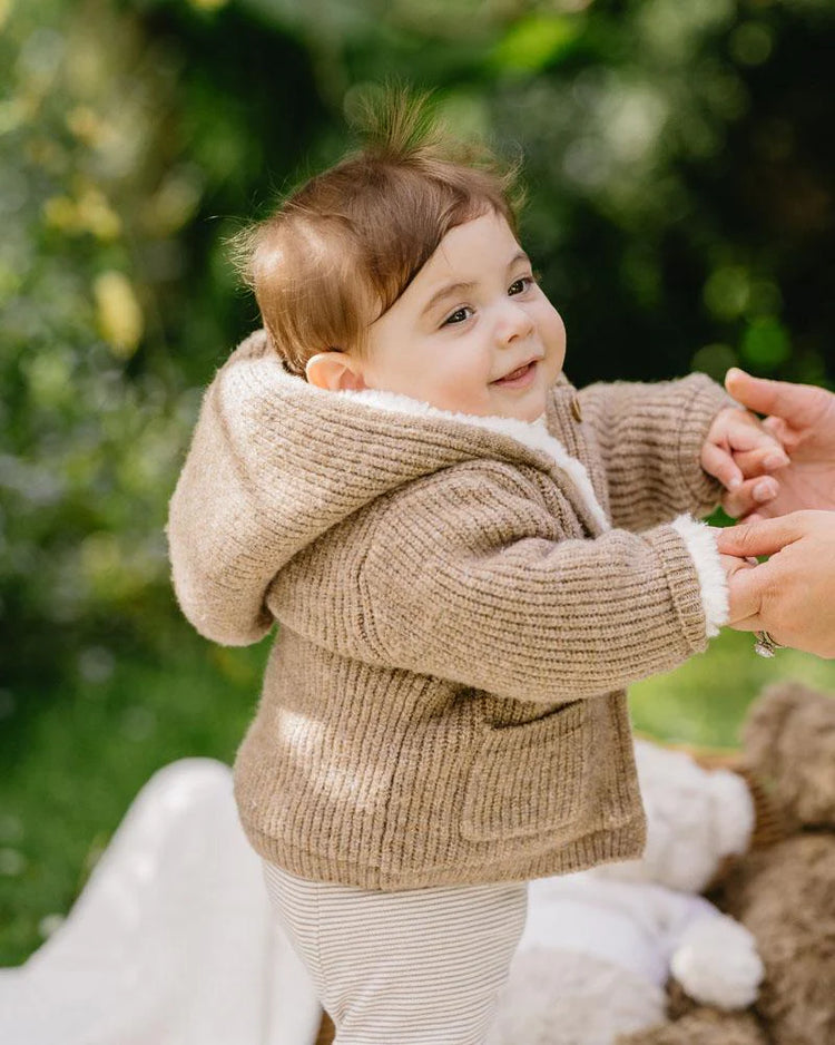 BEBE BISCUIT KNITTED HOODED JACKET