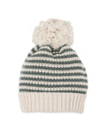 BEBE OTTO STRIPE ORGANIC KNITTED BEANIE