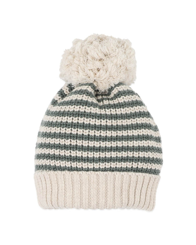 BEBE OTTO STRIPE ORGANIC KNITTED BEANIE
