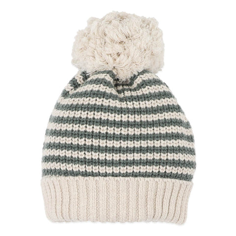 BEBE OTTO STRIPE ORGANIC KNITTED BEANIE