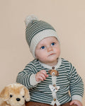 BEBE OTTO STRIPE ORGANIC KNITTED BEANIE