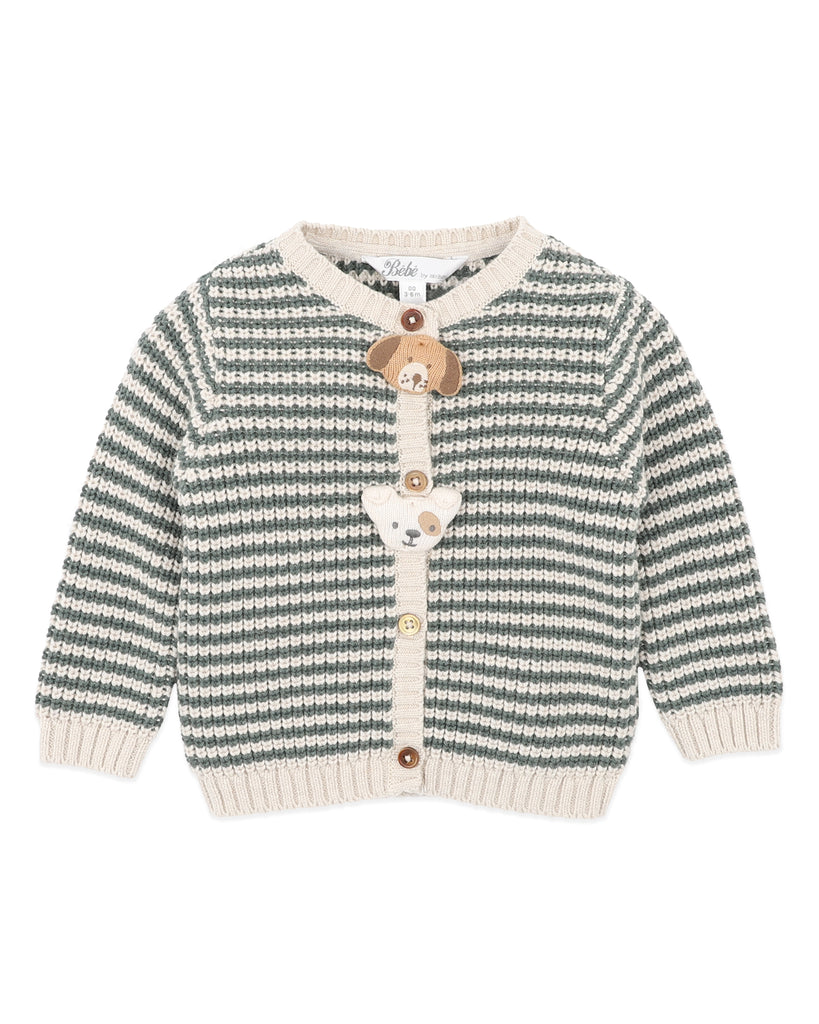 BEBE OTTO STRIPE ORGANIC KNITTED CARDIGAN