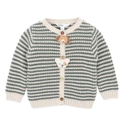 BEBE OTTO STRIPE ORGANIC KNITTED CARDIGAN