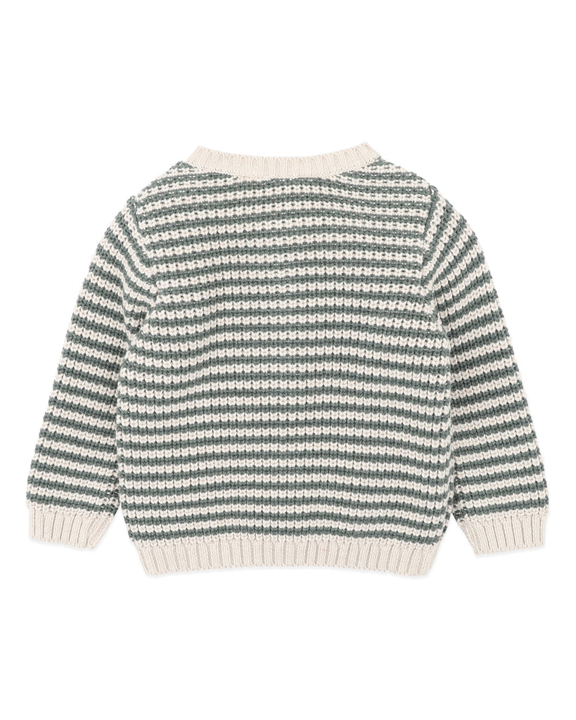 BEBE OTTO STRIPE ORGANIC KNITTED CARDIGAN