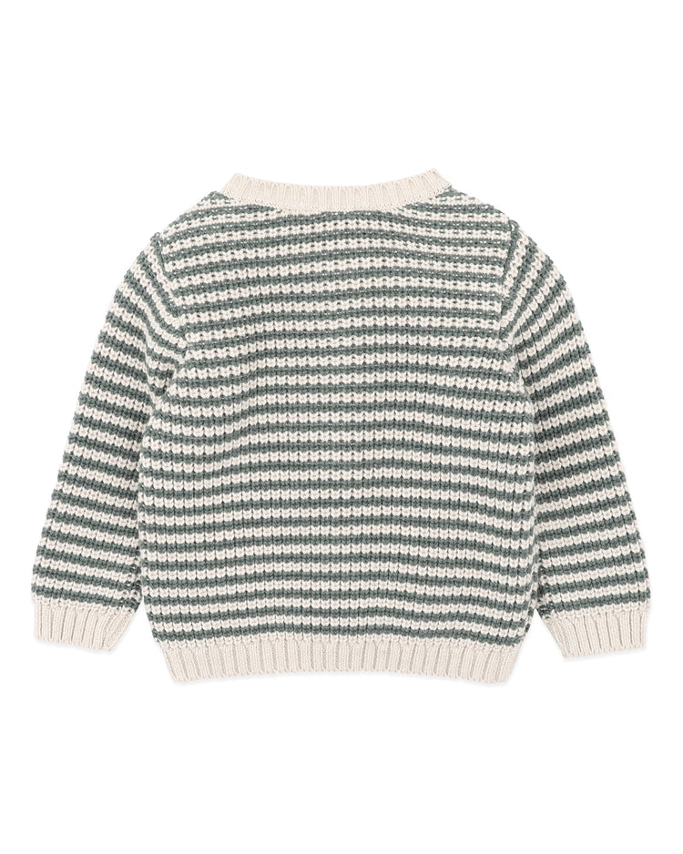 BEBE OTTO STRIPE ORGANIC KNITTED CARDIGAN