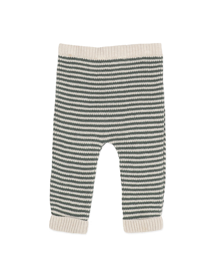 BEBE OTTO STRIPE ORGANIC KNITTED LEGGINGS