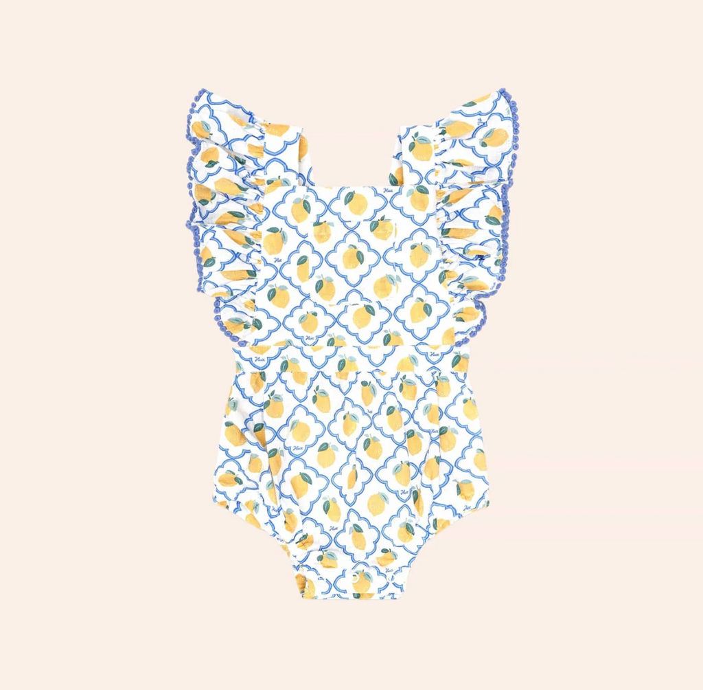 Huxbaby Lemon Tile  Bubble Romper